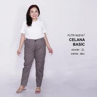 Gambar Celana Kerja Kantor Jumbo Basic / Celana Karet BigSize Bahan Katun / Celana Bahan Formal Seragam Wanita / 8L,6L,5L,4L,2L,XL, all size / Celana Karet Kekinian Model Terbaru Trendy abu army  twill  panjang  melar  kaki  brown  hitam  navy  nyaman - hitam, S fit to L dari putri nasya undefined 1 Tokopedia