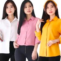 Gambar 90 RIBU DAPAT 3PCS KEMEJA WANITA LENGAN PANJANG KEMEJA POLOS WOLFIS - 3PCS PILIH WARNA SENDIRI DIPESAN OPSIONAL, L dari KF STORE3_NEW undefined 4 Tokopedia