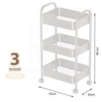 Gambar Rak Trolley Serbaguna 3 Susun / Troli Besi 3 Tingkat Maggie / Troli Salon / Troli Dentist ada Roda - 3 Susun Hitam dari OLV Houseware undefined 2 Tokopedia