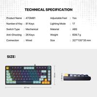 Gambar FANTECH ATOM 107S / ATOM107S - MK878S / MK-878S V2 MORI SERIES KEYBOARD MECHANICAL GAMING LAYOUT 104% HOTSWAPPABLE 3 PIN - NAVY-BLUE, RED SWITCH dari Level99Store undefined 3 Tokopedia
