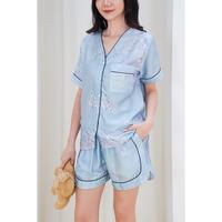Gambar Surrell Sleepwear | Hallie (S-XL) ORGANIC SILK Tencel Non-Collar Pajamas Set Piyama - Shortpants S dari Better Sellerr undefined 1 Tokopedia