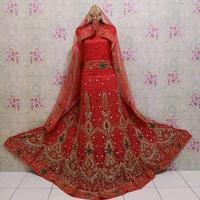 Gambar merah baju india / anarkali / gaun dress jodha sarung pengantin bugis aceh minang india lehengga 1 set baju pengantin kristen - SH 01, masih bahan dari sulthonwedding_NEW undefined 1 Tokopedia