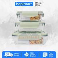 Gambar Glasslock Kotak Makanan Persegi 3 In 1 kedap udara bisa masuk ke microwave Lunchbox Set - PUTIH dari HAPIMART MANGGA 2 undefined 1 Tokopedia