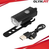 Gambar Lampu Depan Sepeda LED Tahan Air Waterproof USB Rechargeable - Lampu Depan Hitam dari Olymfit Indonesia undefined 1 Tokopedia