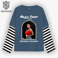 Gambar Seishin T-shirt long sleeve Double layer Magic power anastasya kaos plesetan vintage kualitas distro varian warna bahan katun 24s adem nyaman - Abu lengan salur, M dari SEISHIN_NEW undefined 3 Tokopedia
