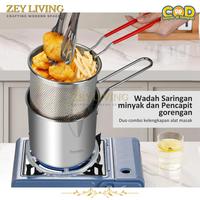 Gambar 〖ZEY〗 5 in 1 Multi Deep Fryer – Panci Penggorengan & Rebus Multifungsi Stainless Steel + Saringan + Capitan + Tatakan + Tutup - 4in1 dari Zey Living undefined 1 Tokopedia