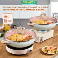 Gambar GOHAPPY PANCI WOKY 24CM STEAMER SPATULA Whitepink granite wajan kukusan pengukus steam Murah dan TUTUP KACA dari Gohappy Store undefined 3 Tokopedia