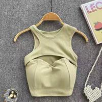 Gambar LMG 074 Korean Cross Tank Top Wanita Padded Toga Crop Top Fit Atasan - GREEN dari LM Gallery_NEW undefined 5 Tokopedia
