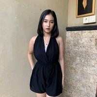 Gambar Jumpsuit Pendek Wanita | Baju Pantai Rayon Musim panas - ARMY, FIT TO XL dari Malonshop undefined 5 Tokopedia