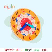 Gambar MALOTOYS - Wooden Clock Jam Kayu Jam Belajar Waktu Mainan Edukasi Anak Jam Kayu Anak Mengenal Waktu Malo Toys Gift - Red dari Malo Toys undefined 1 Tokopedia