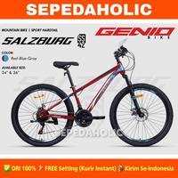 Gambar Sepeda Gunung MTB GENIO SALZBURG SS-42 Ukuran 20 24 26 Inch 24 Speed - BK GY RD, 26 Inch dari Sepedaholic undefined 4 Tokopedia