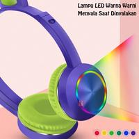 Gambar Headphone Bluetooth 5.0 Ear Cat dengan Microphone Rotasi 120º dan LED Light Wireless Nirkabel Super Bass Gaming Earphone Radio Memory FM Kabel Aux Headset Live Handsfree Bando - White dari 1718 Shop_NEW undefined 4 Tokopedia