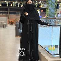 Gambar ABAYA AURORA Gamis Outer Hitam Jetblack Bunga Cantik Mewah Muslim Wanita - S dari habbabahniqob undefined 1 Tokopedia