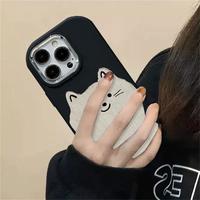 Gambar [Ready Stock] Oval Warna Permen Kucing Lucu Case untuk hp iPhone 14 15 11 13 12 Pro Max XR X XS Max 7 8 Plus 14 15 Plus Soft TPU Casing Penutup Belakang Anti Guncangan - HK12-hitam, Untuk iPhone 7/8 dari JHB.3C undefined 3 Tokopedia
