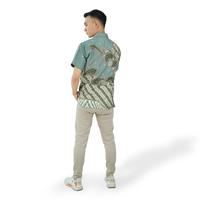 Gambar BATIK TRUSMI Hem Batik Pria Kemeja Lengan Pendek Batik Laveya Hijau BUL Baju Katun Motif Panjang Printing Kombinasi - S dari BT Batik Trusmi Official undefined 5 Tokopedia