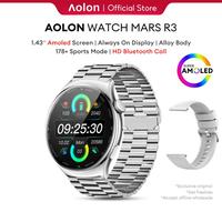 Gambar 【Amoled】Aolon Mars R3 Smartwatch Original | AMOLED Screen | Always On Display | 200+ Watch Face | 178+ Sport modes | Alloy Body Jam Pintar 1.43-inch Health Monitoring Tracker - Black steel dari Aolon Smartwatch undefined 1 Tokopedia