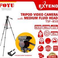 Gambar Tripod Video Kamera Camera Handycam DSLR Smartphone HP Fluid Head Fluidhead Tripot Extend TSF-850 Aluminium Handphone Holder Plastik dari Foyu Photo undefined 1 Tokopedia