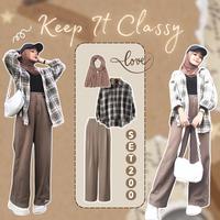 Gambar Setelan Wanita Kekinian One Set 3 In 1 Korean Style Buat Hangout Celana Kemeja Hijab Set - AD200 Outfit Ulzzang Korean OOTD Casual Kancing Muslim Panjang Flanel Melar Atasan Dewasa - Kemeja Flanel dari ARUNA APPAREL_NEW undefined 1 Tokopedia