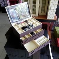 Gambar Kotak Tempat Jam Tangan Mix Tempat Kacamata & Perhiasan Brown Cream. dari Jogja Handycraft_NEW undefined 4 Tokopedia
