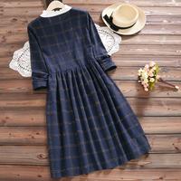 Gambar Dress Retro Casual Lengan Panjang Motif Kotak-kotak untuk Wanita dari Rumah Letisa undefined 2 Tokopedia