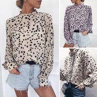 Gambar Womens Polka Dot Long Sleeve Chiffon Casual Plus size Blouse dari amandineofficial undefined 1 Tokopedia