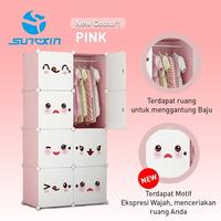 Gambar Lemari Kotak Plastik Portable Bongkar Pasang 8 Pintu - Merah Muda dari SUNXIN undefined 4 Tokopedia