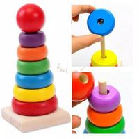 Gambar Puzzle Kayu Rainbow Tower Menara Pelangi Ring Donat Kayu - Merah dari calipso.baby undefined 2 Tokopedia