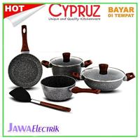 Gambar CYPRUZ Marble Set of 7 Panci Sauce Pan Fry Wok Pan Lid Turner PI 0903 dari Jawa Electrik undefined 1 Tokopedia