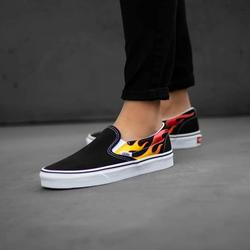 black white flame vans