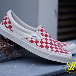 red checkerboard vans
