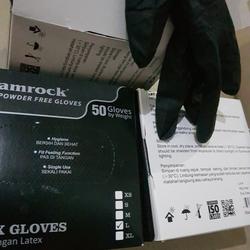 sarung tangan latex hitam powder free premium merk shamrock