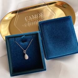 CAMOE - Velvet Pendant Giftbox / Display Perhiasan Kotak kalung mewah2 - Blue