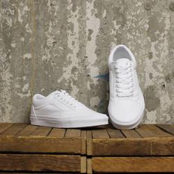 vans old skool all white on feet