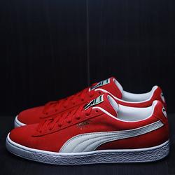 red puma classic suede