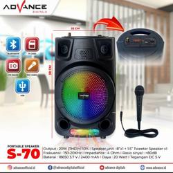 Speaker Advance Bluetooth Music & Karaoke S-70 8inch / S70 8" Free Mic