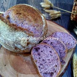 Sourdough purple sweet potato walnut, roti gandum