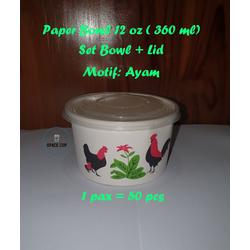 Jual Paper Cup Bowl Ayam + Tutup Mangkok Kertas Tahan Panas - 12 OZ 360 ...