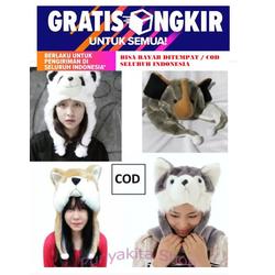 Topi Animal Kekinian PANDA/SERIGALA/GAJAH Dewasa Lembut topi bunny hat