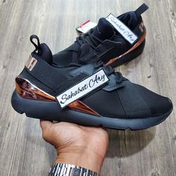 puma black satin trainers