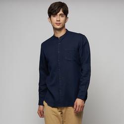 Kemeja linen peternation kerah sanghai panjang warna navy