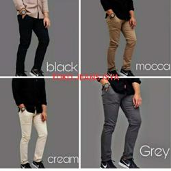 Celana Chino Chinos Pria size 27 - 36 Slimfit hitam hijau army Cream