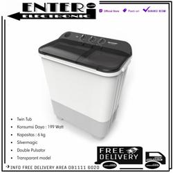 SHARP EST65NT GY BL - TWIN TUB MESIN CUCI 2 TABUNG 6 KG ES T65NT GY BL