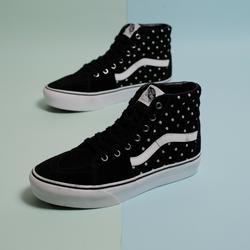 platform high top checkered vans