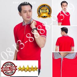 Kaos Polo Shirt Polos merah kerah abu/kaos kerah pria/baju kerah/polo