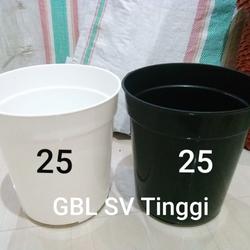 Pot Bunga Plastik GBL SV Tinggi ukuran 25cm warna Putih dan Hitam