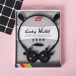 Headset karakter /Headphone cartoon lucu motif KN 3017 RABBIT - Hitam