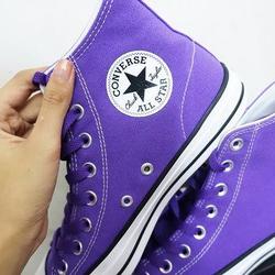 purple low cut converse