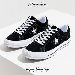 one star converse black suede