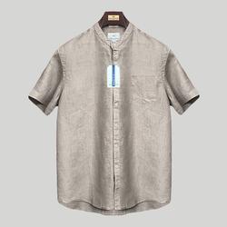 Peternation plus linen sanghai pendek warna pale silver regular fit