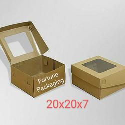 Dus Kraft 20x20x7 Laminasi Kokoh Bagus utk pudding, bolu Jadoel dll